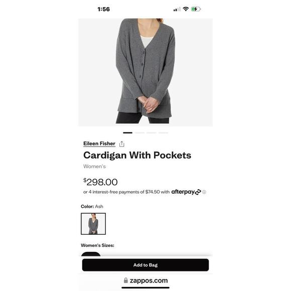 Eileen Fisher Organic Cotton Cashmere Blend Button Front Cardigan Size XS / PP - Picture 8 of 11